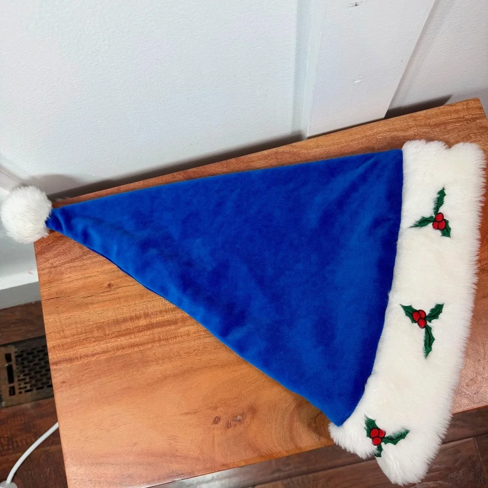 Indianapolis Colts Christmas Santa‎ Hat Blue White Horseshoe Logo Holly